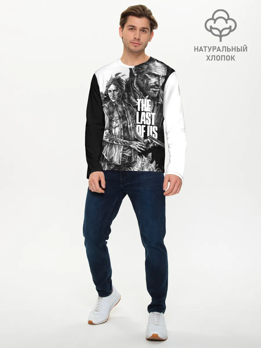 Мужской лонгслив базовый / THE LAST OF US ЧЁРНО БЕЛЫЙ