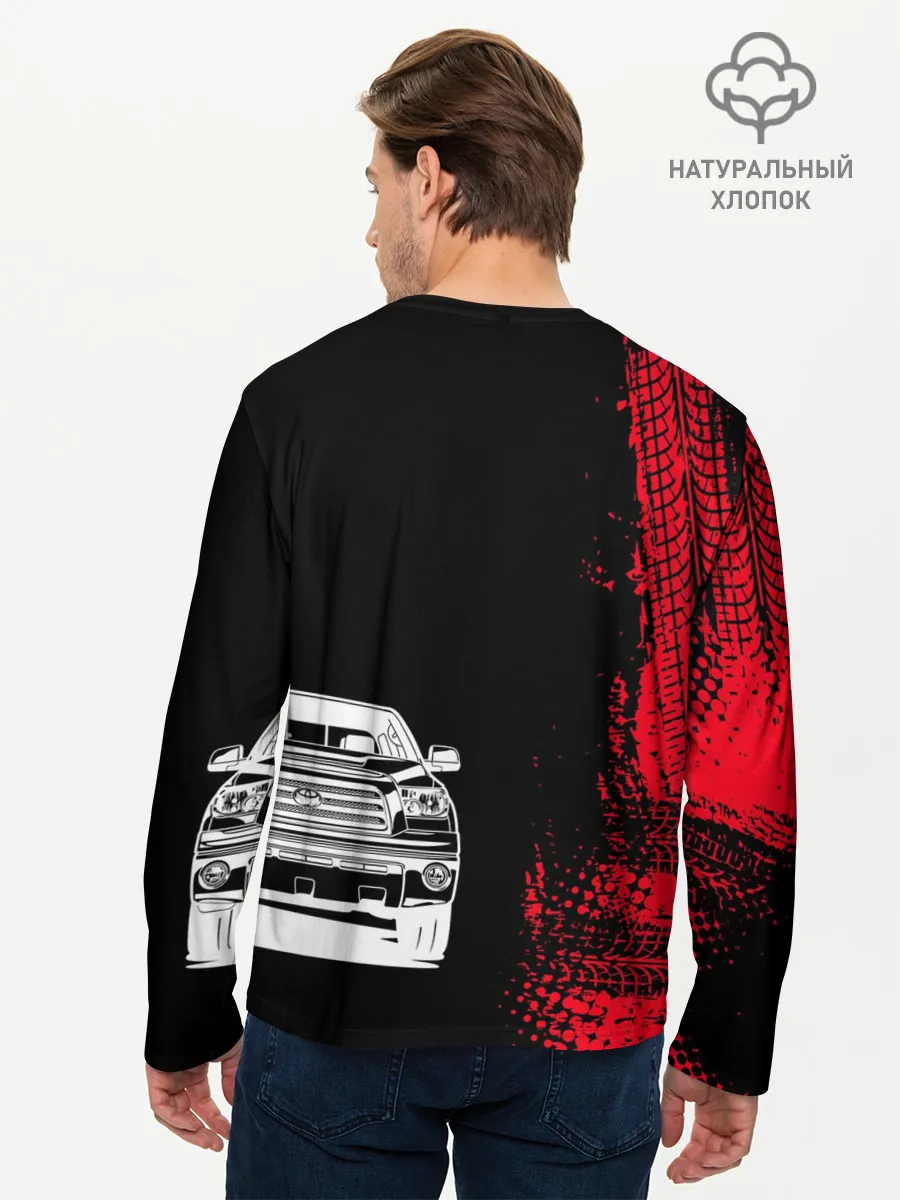 Мужской лонгслив базовый / Тойота | Красные следы