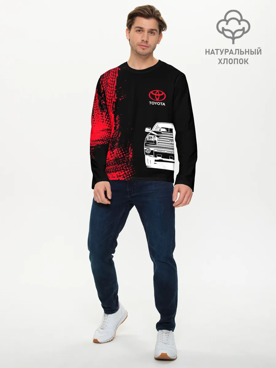 Мужской лонгслив базовый / Тойота | Красные следы