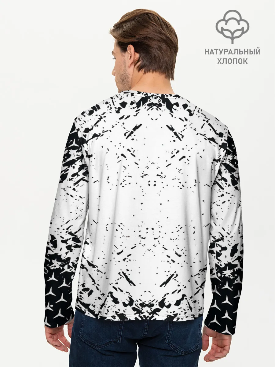 Мужской лонгслив базовый / Mercedes | брызги красок,