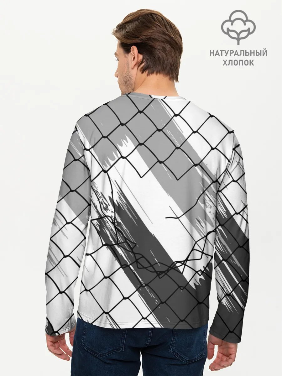 Мужской лонгслив базовый / Чёрный клевер бык за решеткой.