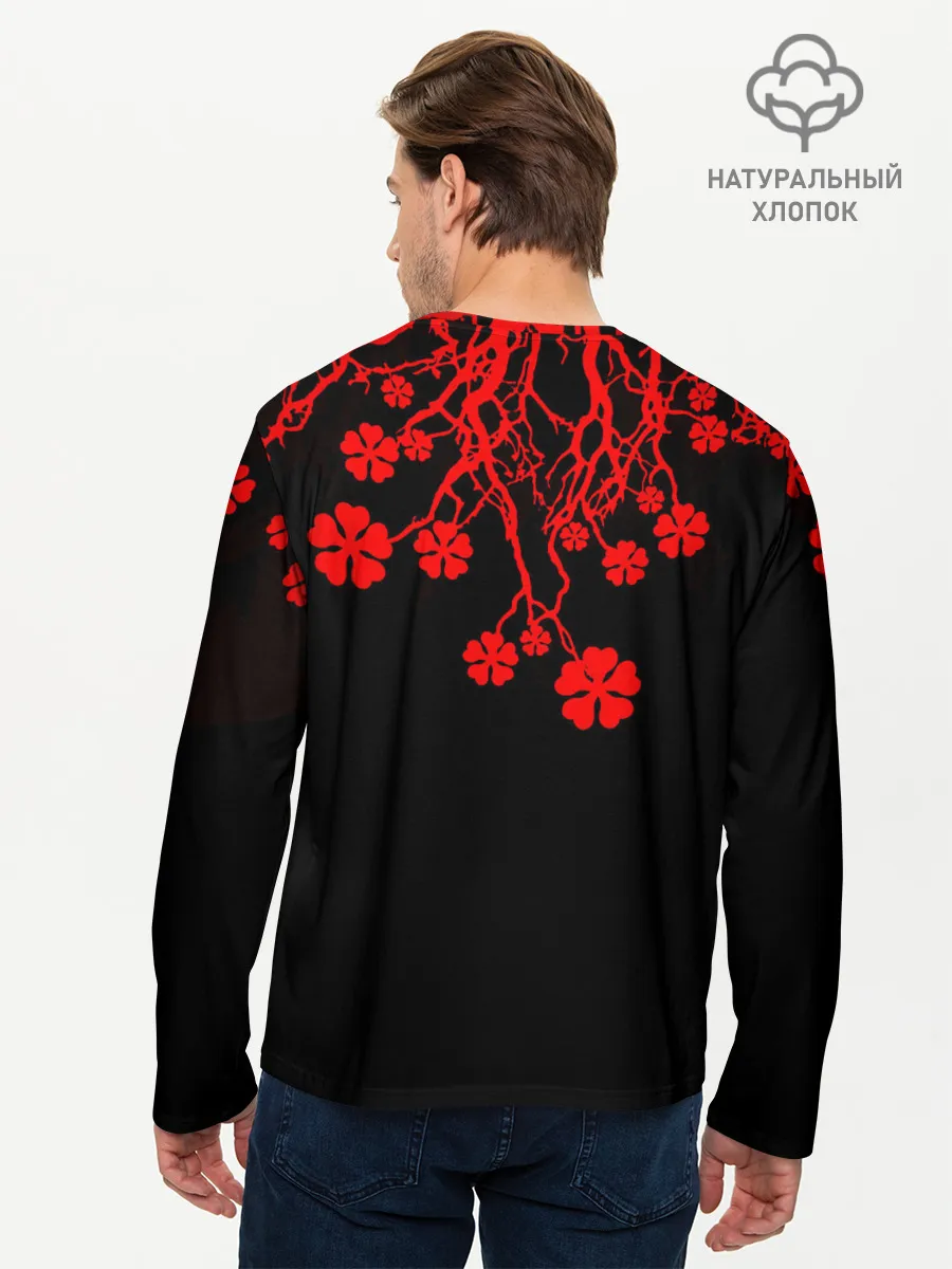 Мужской лонгслив базовый / Дерево с Чёрный клевером.