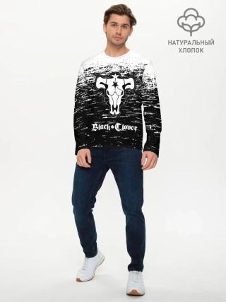 Мужской лонгслив базовый / Чёрный клевер: Бык.