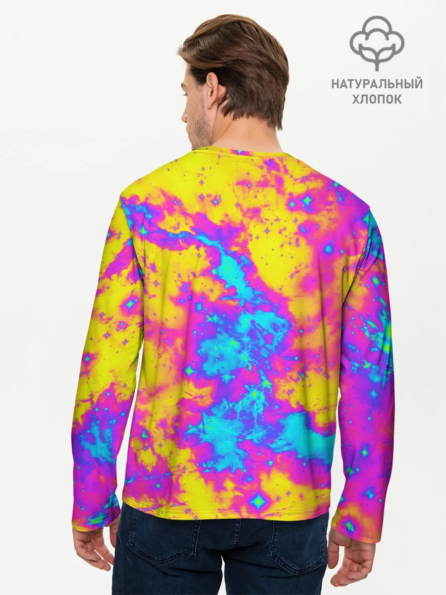 Мужской лонгслив базовый / Яркая абстракция космических красок