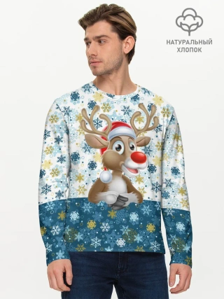 Мужской лонгслив базовый / Весёлый Оленёнок