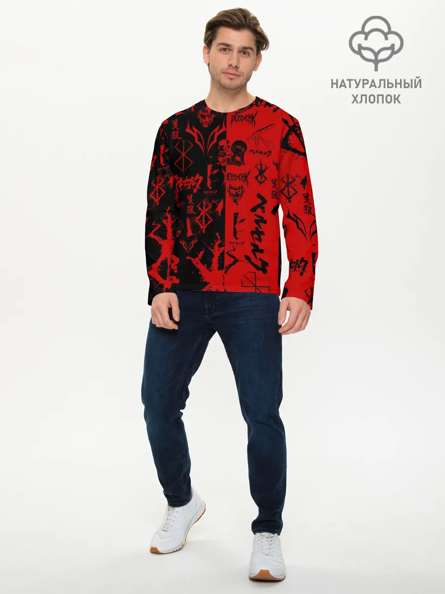 Мужской лонгслив базовый / BERSERK BLACK RED | БЕРСЕРК ПАТТЕРН