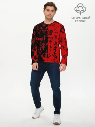 Мужской лонгслив базовый / BERSERK BLACK RED | БЕРСЕРК ПАТТЕРН