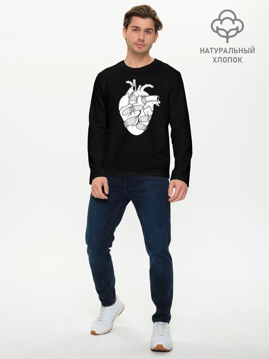 Мужской лонгслив базовый / раненное-сердце