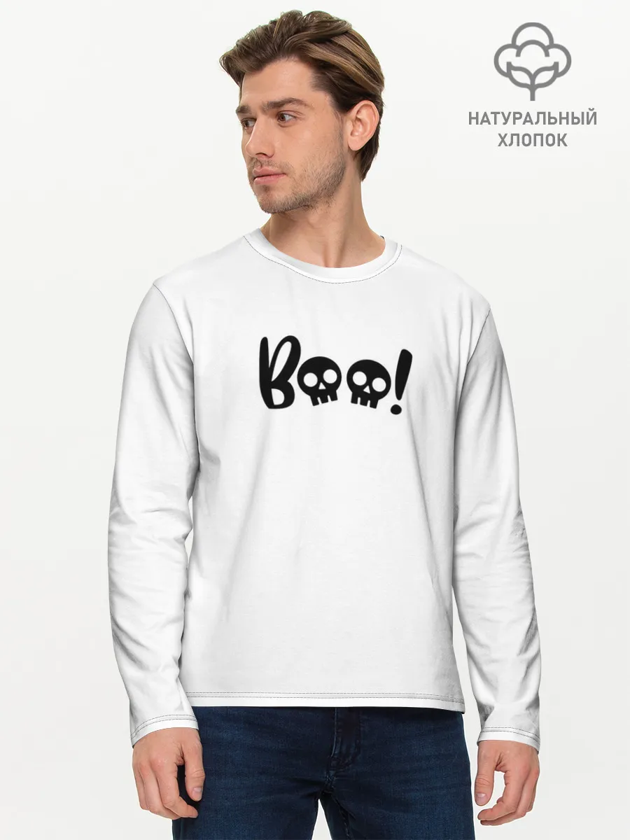 Мужской лонгслив базовый / boo-череп