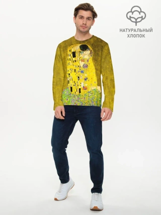 Мужской лонгслив базовый / Влюблённые поцелуй художник Климт