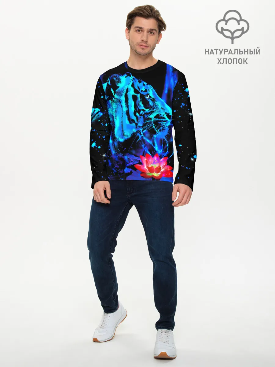 Мужской лонгслив базовый / Синий водяной тигр