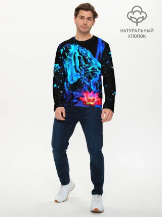 Мужской лонгслив базовый / Синий водяной тигр