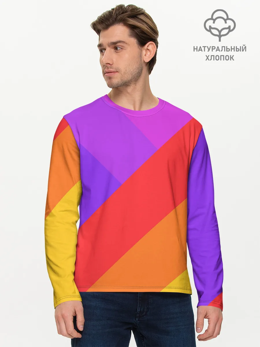 Мужской лонгслив базовый / РАДУЖНАЯ ГЕОМЕТРИЯ / RAINBOW GEOMETRY