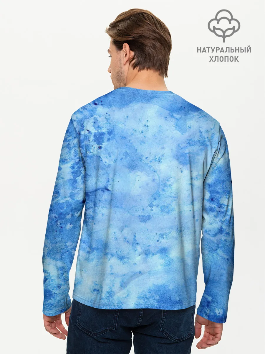 Мужской лонгслив базовый / Красочная синева