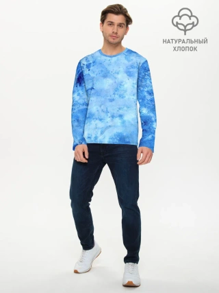 Мужской лонгслив базовый / Красочная синева