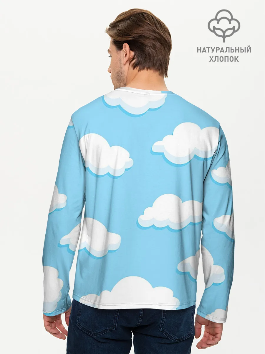 Мужской лонгслив базовый / Белые облака