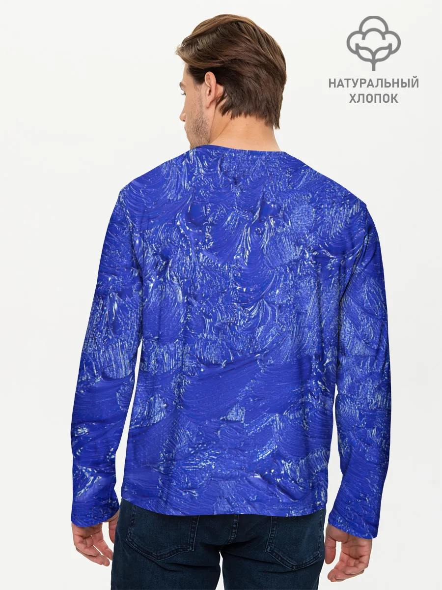 Мужской лонгслив базовый / Синие мазки