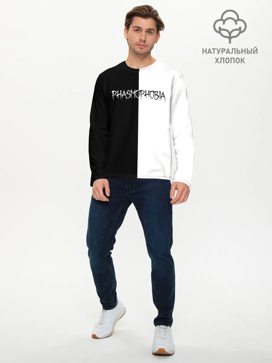 Мужской лонгслив базовый / Phasmophobia logo ч/б
