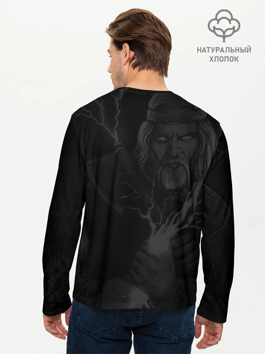 Мужской лонгслив базовый / Перун. Славянский бог