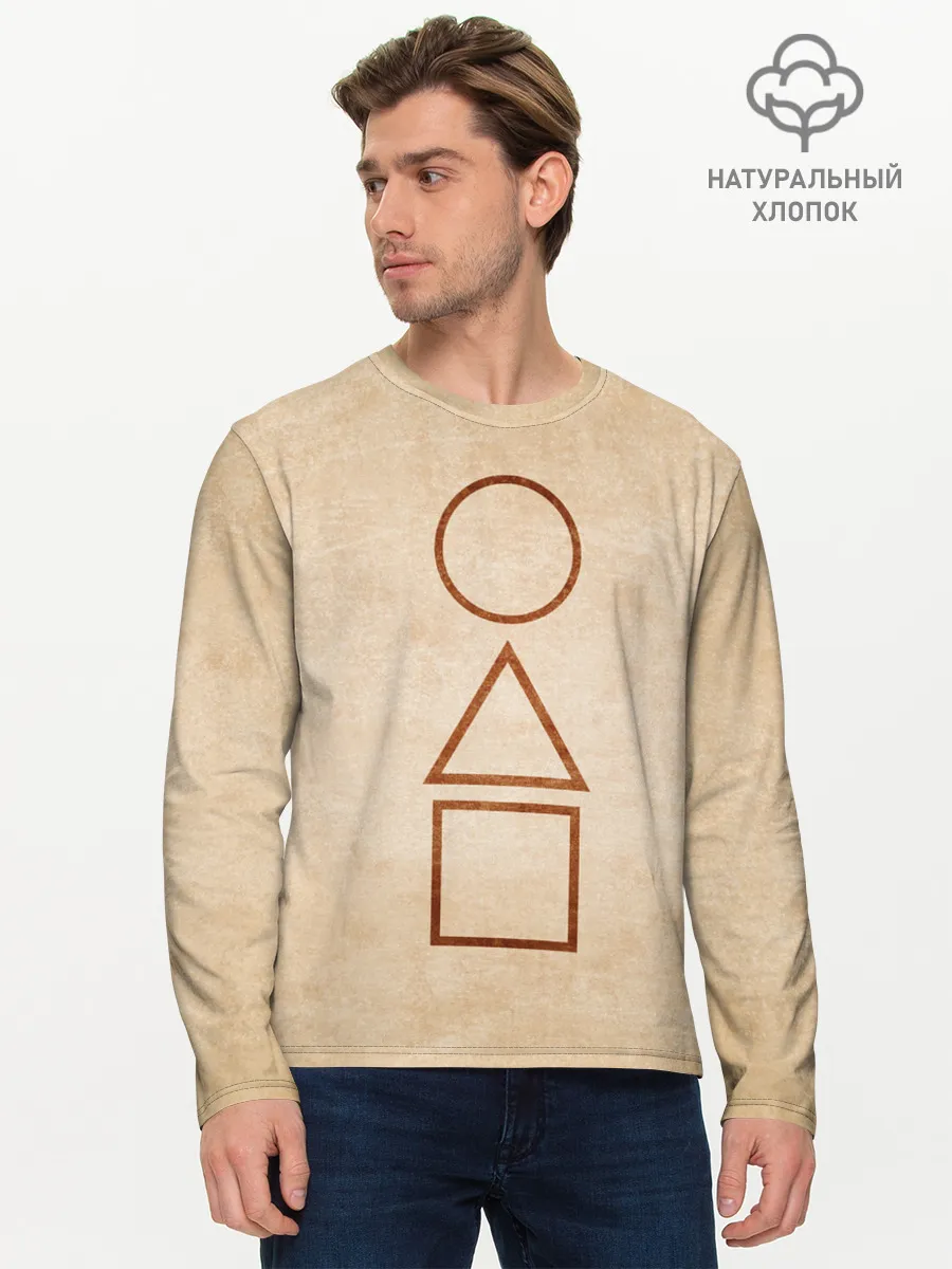 Мужской лонгслив базовый / ИГРА В КАЛЬМАРА, ФИГУРЫ ИГРЫ