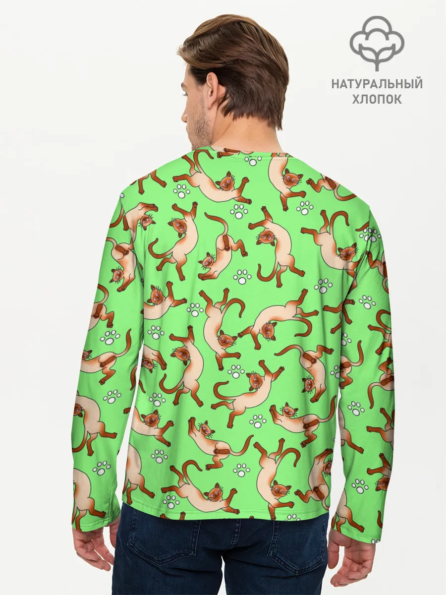 Мужской лонгслив базовый / Сиамские коты