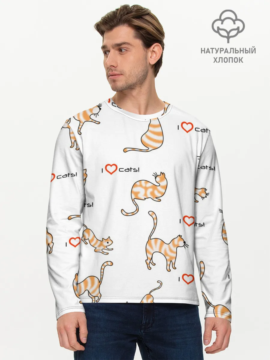 Мужской лонгслив базовый / Кот - моя любовь