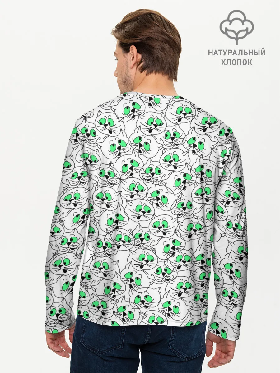 Мужской лонгслив базовый / Веселые кошачьи глазки