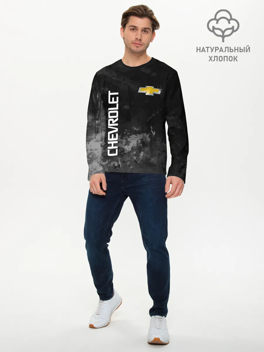 Мужской лонгслив базовый / Chevrolet, gray