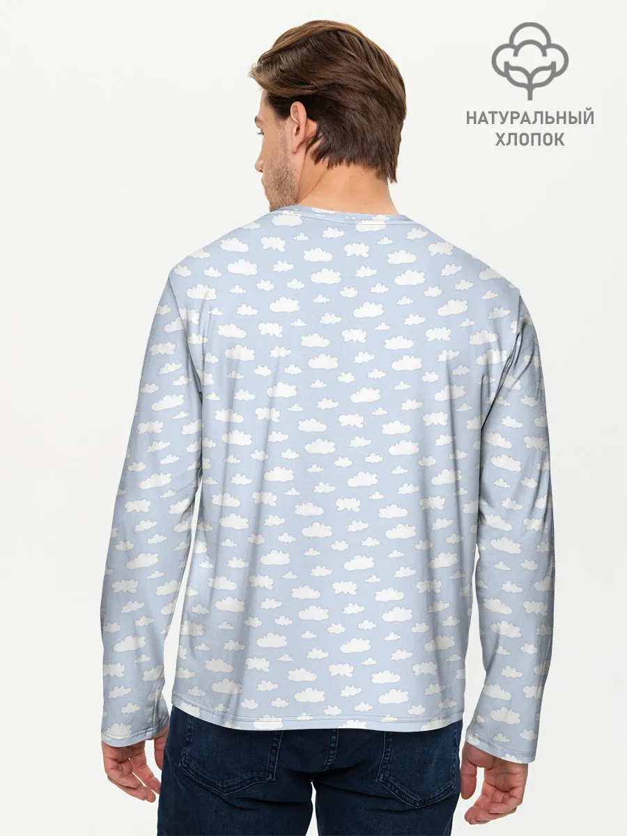 Мужской лонгслив базовый / Принт с облаками
