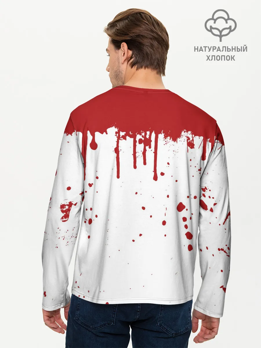Мужской лонгслив базовый / ИГРА В КАЛЬМАРА ПЕРСОНАЖ 456 КРОВЬ