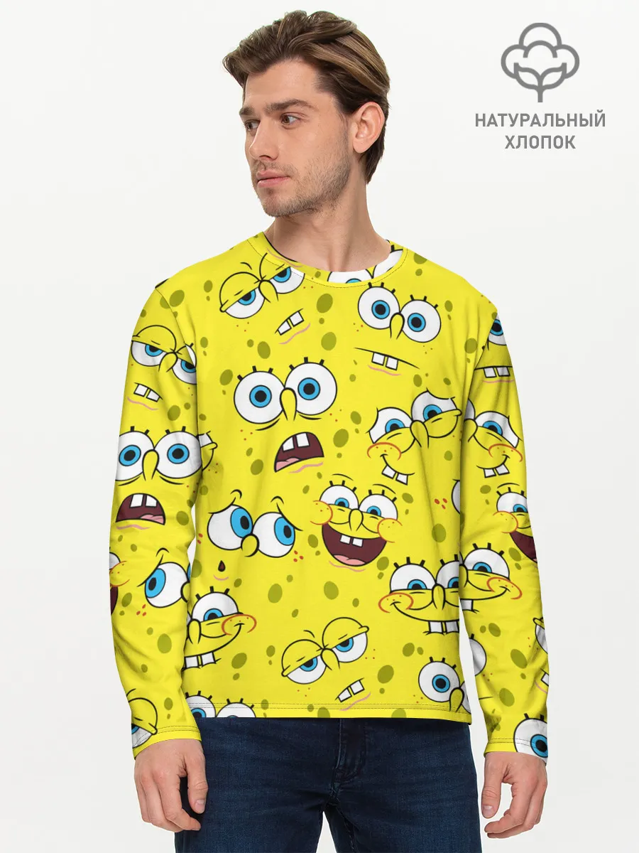 Мужской лонгслив базовый / Губка Боб / SpongeBob pattern