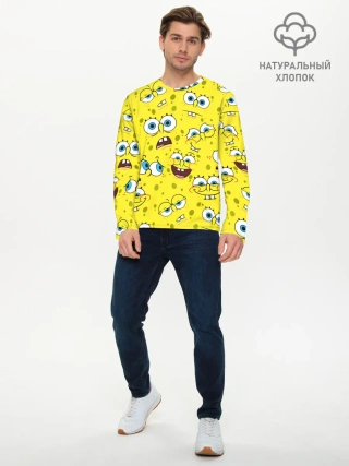 Мужской лонгслив базовый / Губка Боб / SpongeBob pattern