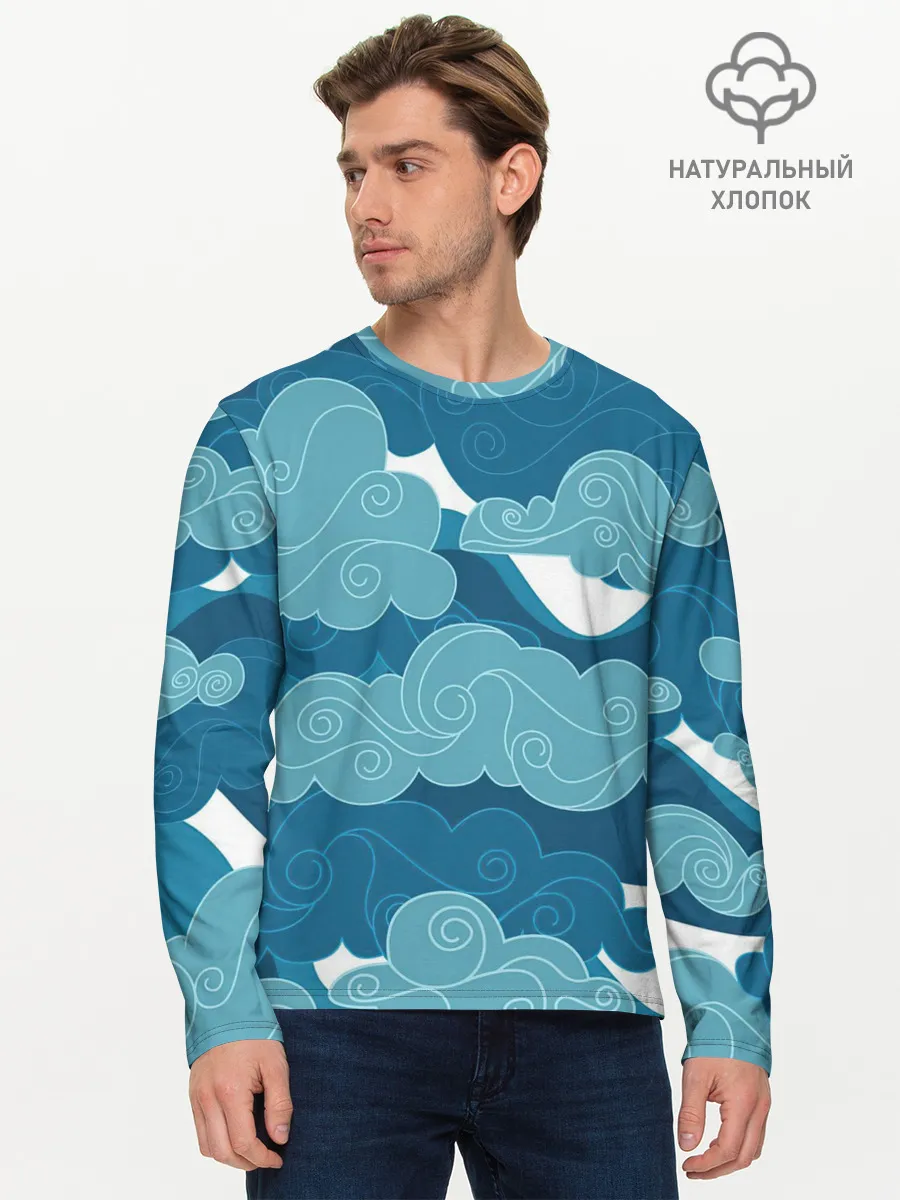 Мужской лонгслив базовый / Облака Греции