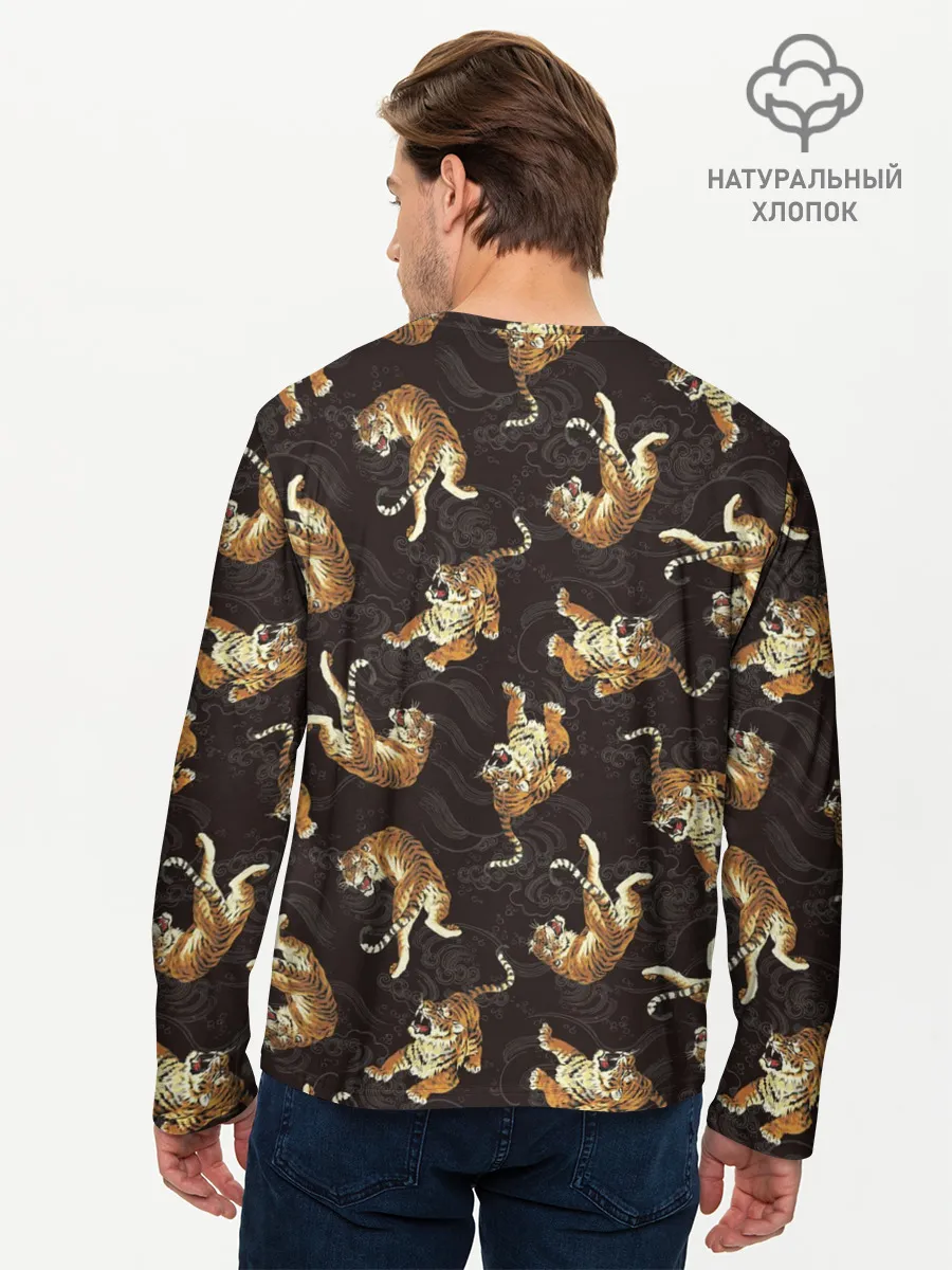 Мужской лонгслив базовый / Паттерн Японский тигр