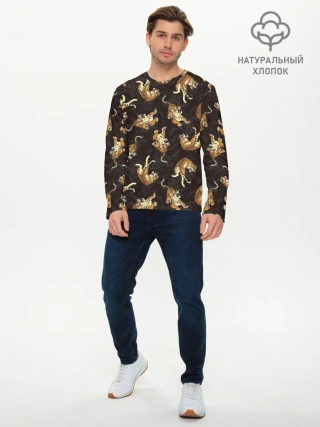 Мужской лонгслив базовый / Паттерн Японский тигр