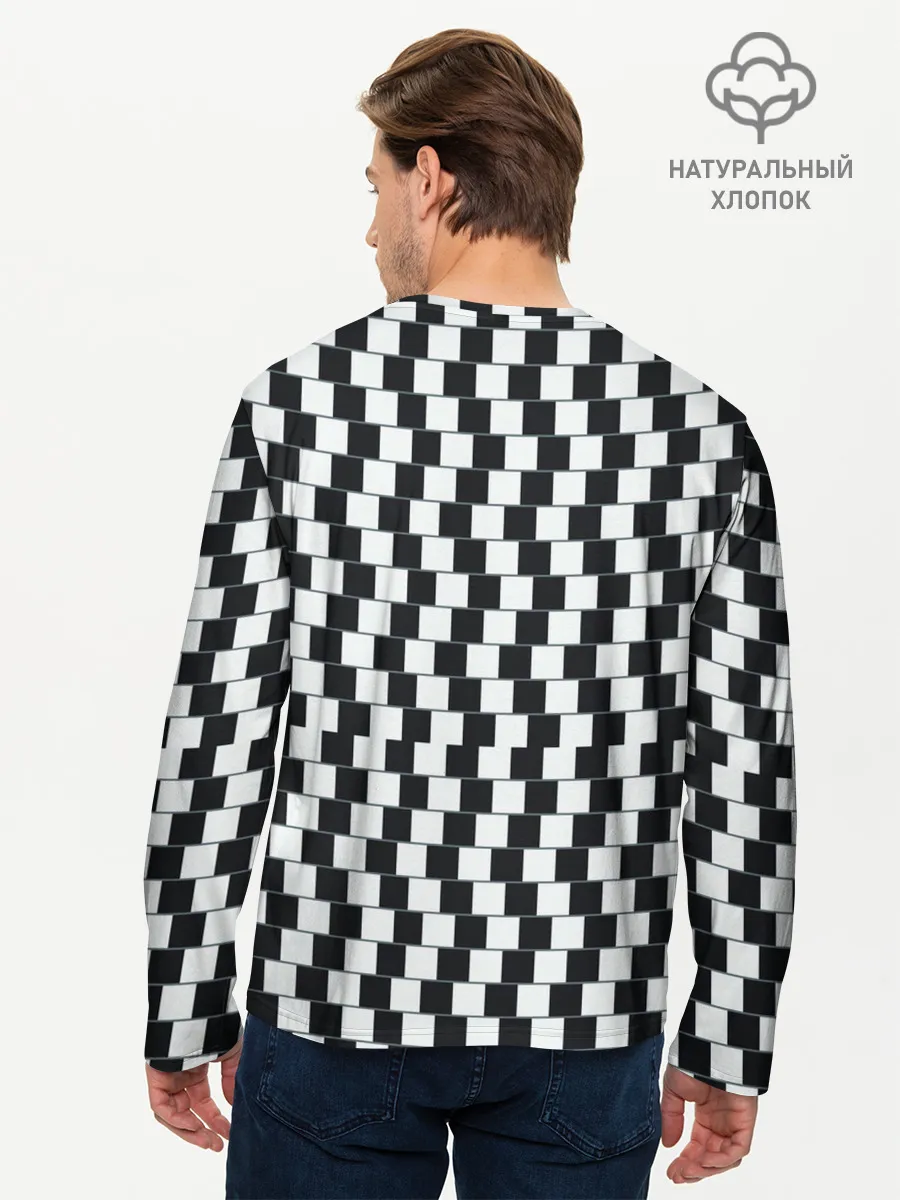 Мужской лонгслив базовый / Шахматная Иллюзия Искажения