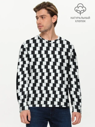Мужской лонгслив базовый / Шахматная Иллюзия Искажения