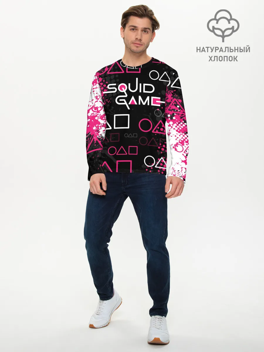 Мужской лонгслив базовый / ИГРА В КАЛЬМАРА / ГРАНЖ ЛОГО