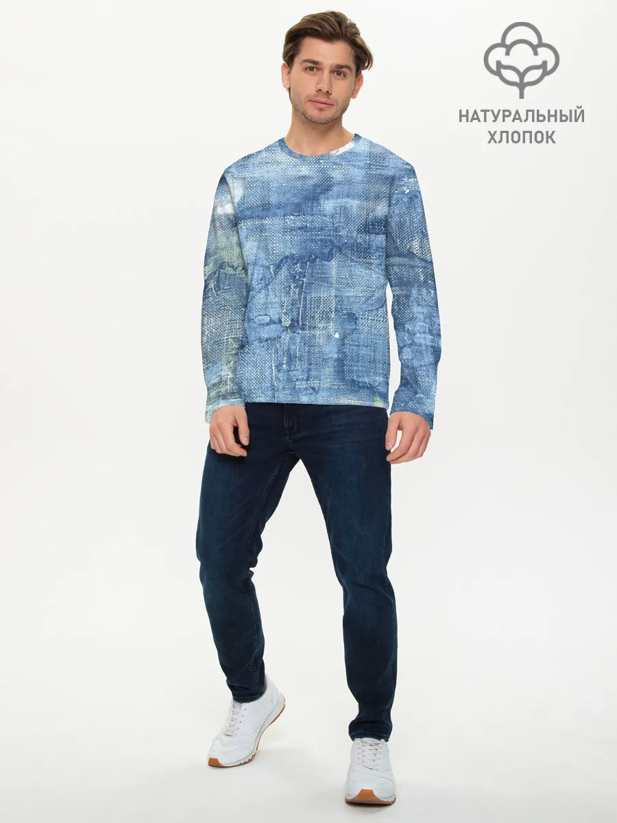 Мужской лонгслив базовый / Джинсовые мазки