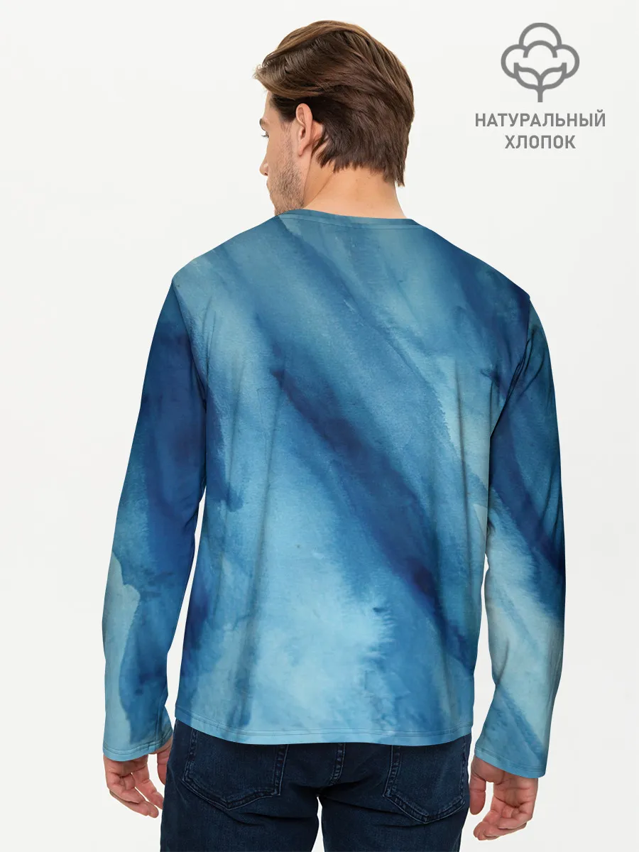 Мужской лонгслив базовый / Голубой мрамор