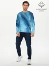 Мужской лонгслив базовый / Голубой мрамор