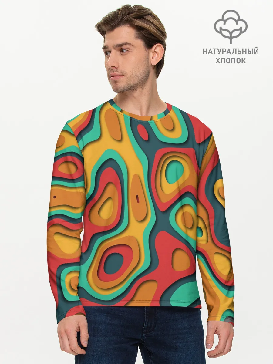 Мужской лонгслив базовый / 3D узор Color