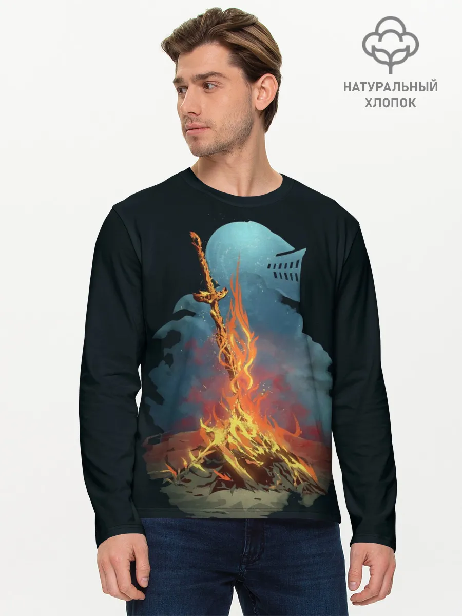 Мужской лонгслив базовый / Witcher 3 костер