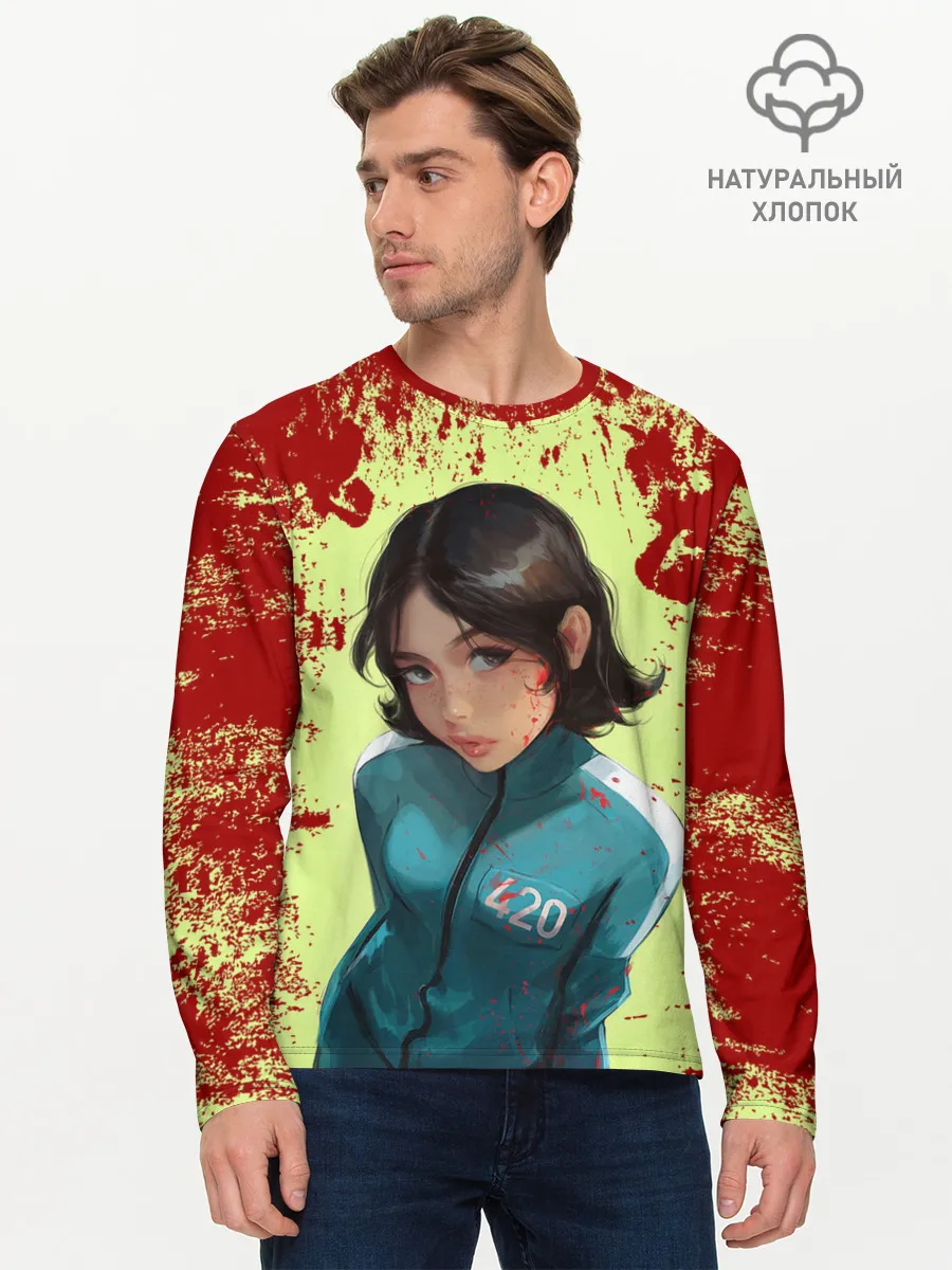 Мужской лонгслив базовый / Номер 420 | Случайный игрок