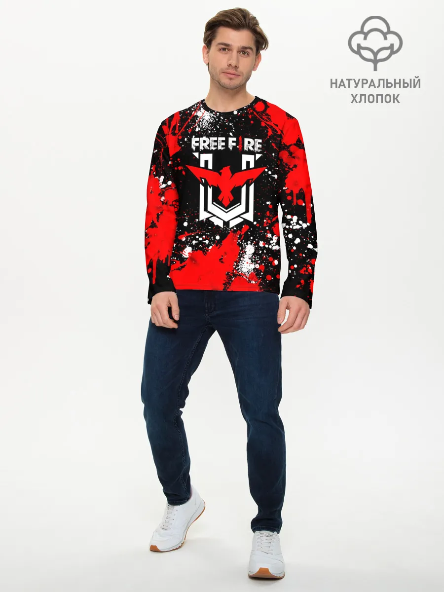 Мужской лонгслив базовый / Free Fire: Брызги и капли красок.