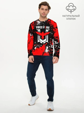 Мужской лонгслив базовый / Free Fire: Брызги и капли красок.