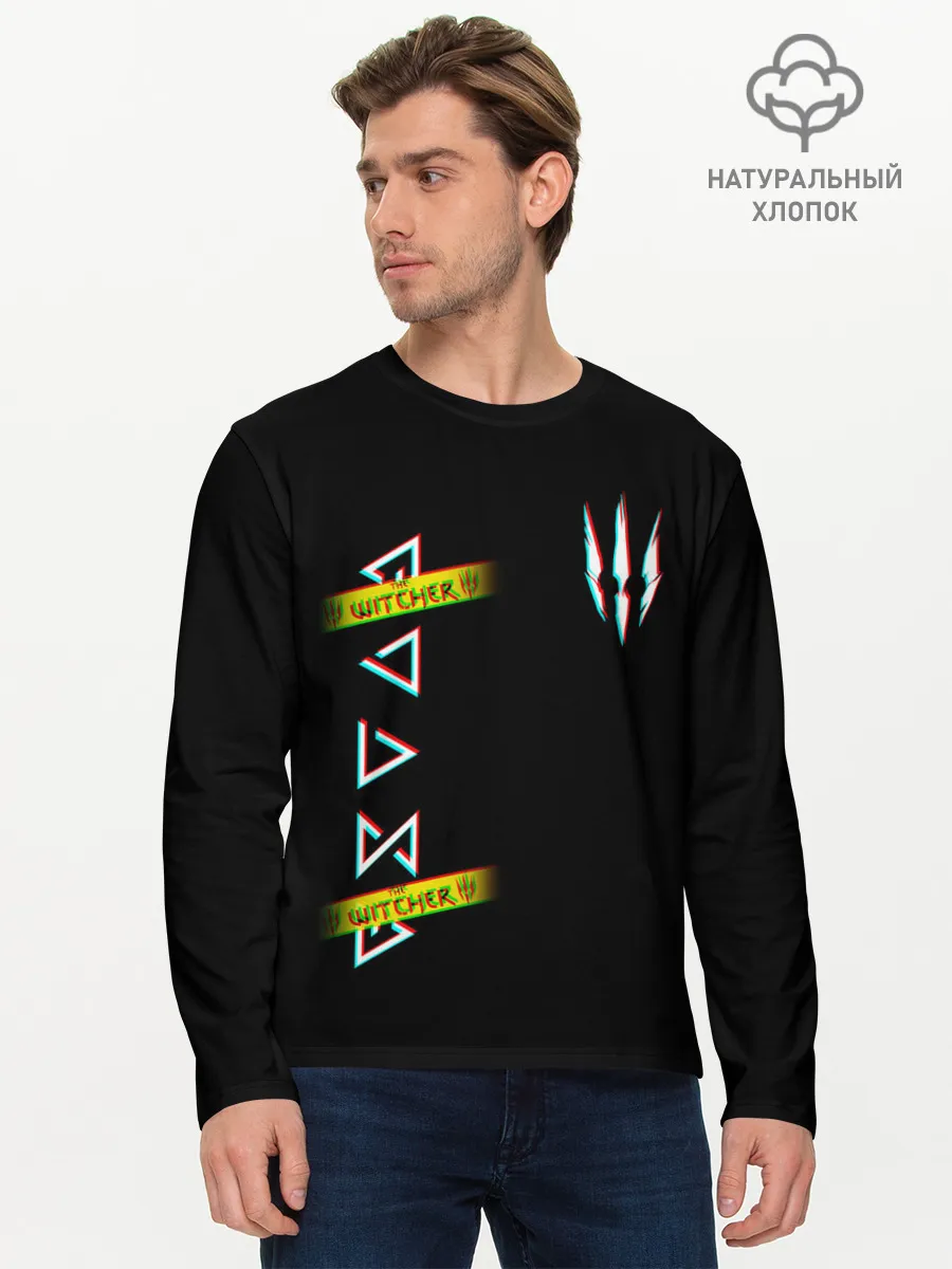 Мужской лонгслив базовый / The Witcher: Glitch.