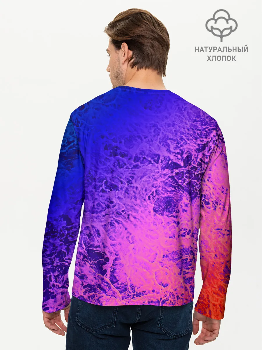 Мужской лонгслив базовый / Абстрактный пурпурно-синий