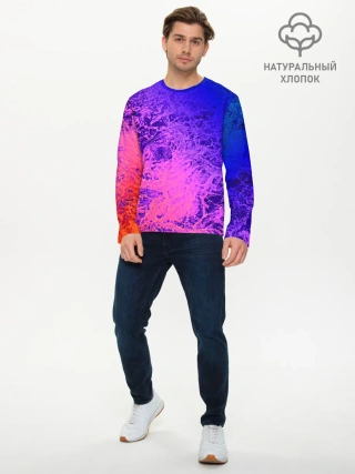 Мужской лонгслив базовый / Абстрактный пурпурно-синий