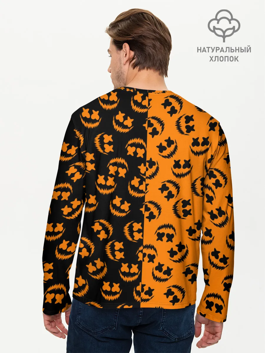 Мужской лонгслив базовый / УЛЫБКА ТЫКВЫ / ХЕЛЛОУИН